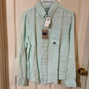 NWT Abercrombie & Fitch Men's Linen Mint Green Button-Up Shirt